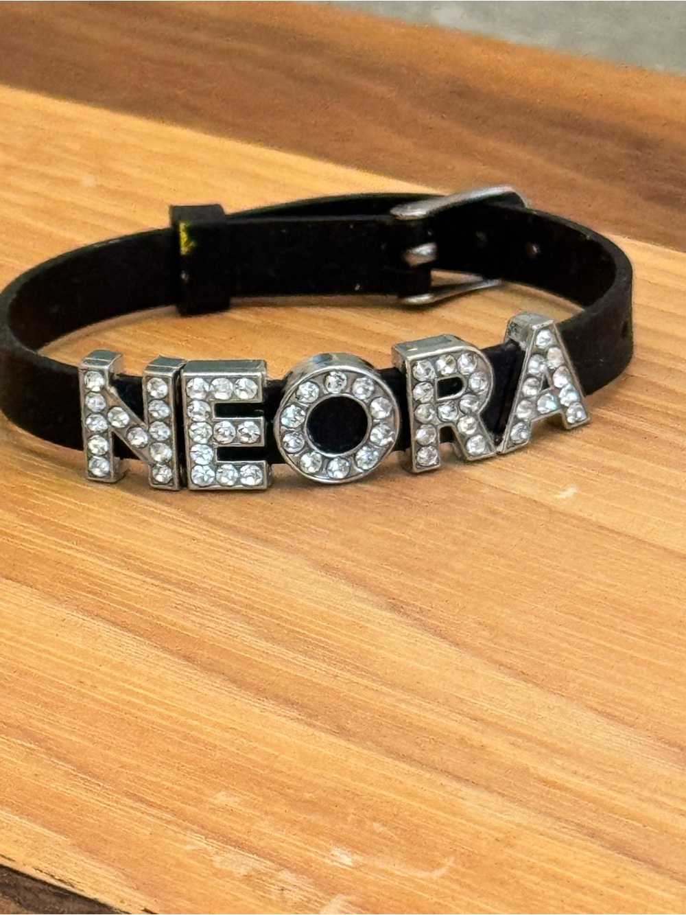 Neora Hand Crafted Black Crystal Letter Bracelet